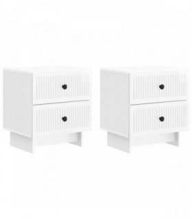 vidaXL Bedside Cabinet 2 pcs High Gloss White 43 x 34.5 x 47.5 cm