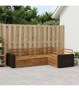 vidaXL Outdoor Sofa Set 4 pcs Natural 255.5 x 176.5 x 73 cm