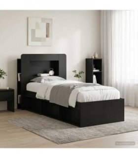 vidaXL Headboard Cabinet with Storage Black Engineered Wood