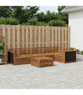 vidaXL Outdoor Sofa Set 6 pcs Natural 79 x 79 x 37 cm