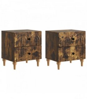 vidaXL Bedside Cabinet with Drawer 2 pcs Smoked Oak 43 x 34.5 x 48 cm