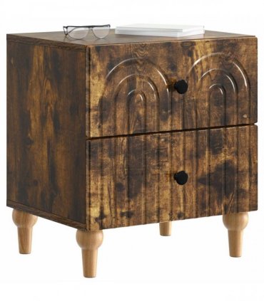 vidaXL Bedside Cabinet with Drawer 2 pcs Smoked Oak 43 x 34.5 x 48 cm