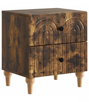 vidaXL Bedside Cabinet with Drawer 2 pcs Smoked Oak 43 x 34.5 x 48 cm
