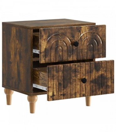 vidaXL Bedside Cabinet with Drawer 2 pcs Smoked Oak 43 x 34.5 x 48 cm