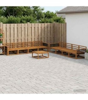 vidaXL Outdoor Sofa Set 9 pcs Natural Solid Acacia Wood