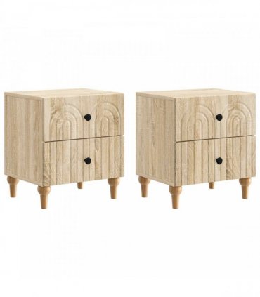 vidaXL Bedside Cabinet with Drawer 2 pcs Sonoma Oak 43 x 34.5 x 48 cm