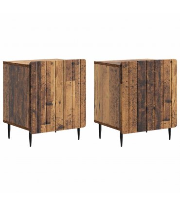 vidaXL Bedside Cabinet 2 pcs Old Wood 43 x 34.5 x 52 cm