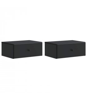 vidaXL Wall-Mounted Bedside Cabinet 2 pcs Black 49 x 34.5 x 20 cm
