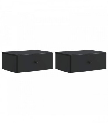 vidaXL Wall-Mounted Bedside Cabinet 2 pcs Black 49 x 34.5 x 20 cm