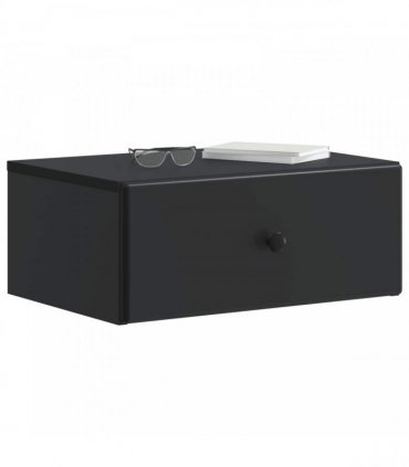 vidaXL Wall-Mounted Bedside Cabinet 2 pcs Black 49 x 34.5 x 20 cm