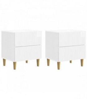 vidaXL Bedside Cabinet 2 pcs High Gloss White 43 x 34.5 x 48 cm