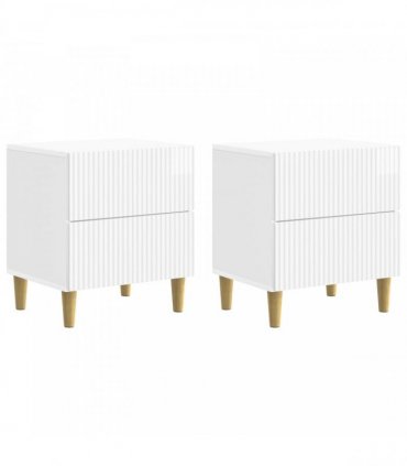 vidaXL Bedside Cabinet 2 pcs High Gloss White 43 x 34.5 x 48 cm