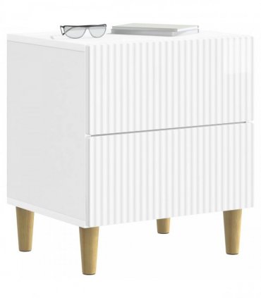 vidaXL Bedside Cabinet 2 pcs High Gloss White 43 x 34.5 x 48 cm