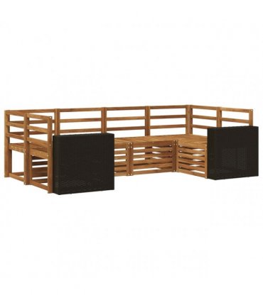 vidaXL Sectional Sofa Set 6 pcs Natural Solid Acacia Wood