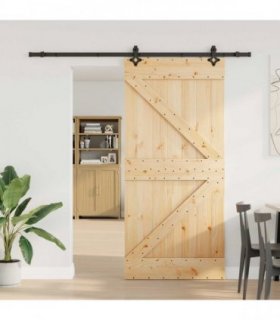 vidaXL Sliding Door NARVIK Natural and Black 100 x 210 cm (213.5 cm)