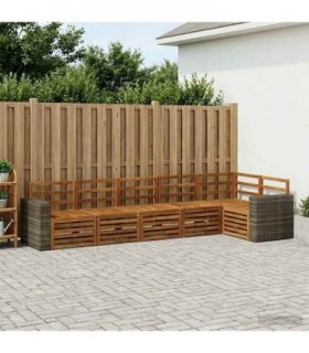 vidaXL Sectional Sofa Set 6 pcs Natural Solid Acacia Wood