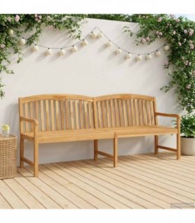 vidaXL Handcarved Rose Bench 228 x 60 x 90 cm Solid Teak Wood Natural
