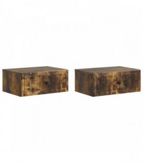 vidaXL Bedside Cabinet with Drawer 2 pcs Smoked Oak 49 x 34.5 x 20 cm