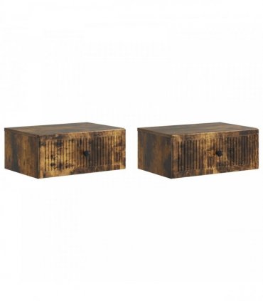 vidaXL Bedside Cabinet with Drawer 2 pcs Smoked Oak 49 x 34.5 x 20 cm