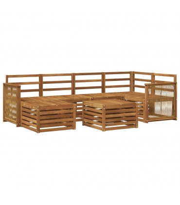 vidaXL Sectional Sofa Set 6 pcs Natural Solid Acacia Wood