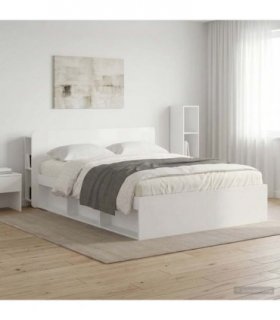 vidaXL Headboard Cabinet with Storage High Gloss White Engineered Wood