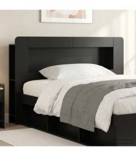 vidaXL Headboard Cabinet with Storage Black Engineered Wood