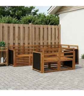 vidaXL Sectional Sofa Set 6 pcs Natural Solid Acacia Wood