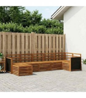 vidaXL Sectional Sofa Set 6 pcs Natural Solid Acacia Wood