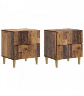 vidaXL Bedside Cabinet with Drawer 2 pcs Old Wood 43 x 34.5 x 48 cm