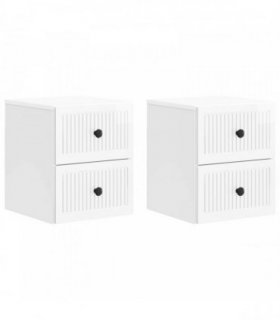 vidaXL Wall-Mounted Bedside Cabinet with Drawer 2 pcs High Gloss White