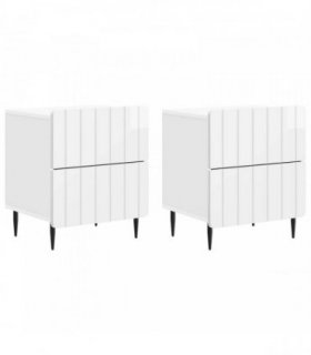 vidaXL Bedside Cabinet 2 pcs High Gloss White 43 x 34.5 x 49.5 cm