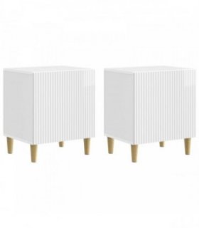 vidaXL Bedside Cabinet 2 pcs High Gloss White 43 x 34.5 x 50 cm