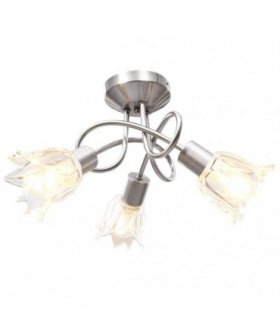 vidaXL Ceiling Lamp with Transparent Glass Shades for 3 E14 Bulbs Tulip