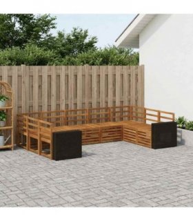 vidaXL Sectional Sofa Set 9 pcs Natural Solid Acacia Wood