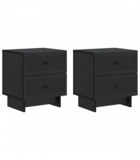 vidaXL Bedside Cabinet 2 pcs Black 43 x 34.5 x 47.5 cm Engineered Wood