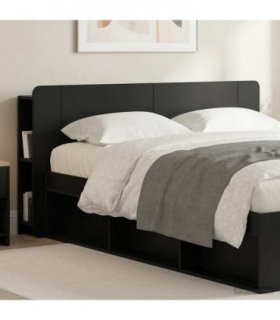 vidaXL Headboard Cabinet with Storage Black Engineered Wood