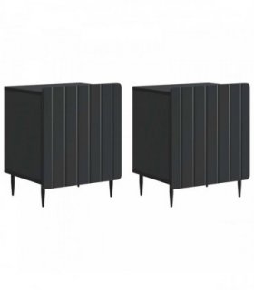 vidaXL Bedside Cabinet 2 pcs Black 43 x 34.5 x 52 cm Engineered Wood