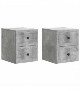 vidaXL Wall-Mounted Bedside Cabinet with Drawer 2 pcs Concrete Grey