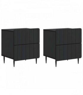 vidaXL Bedside Cabinet 2 pcs Black 43 x 34.5 x 49.5 cm Engineered Wood