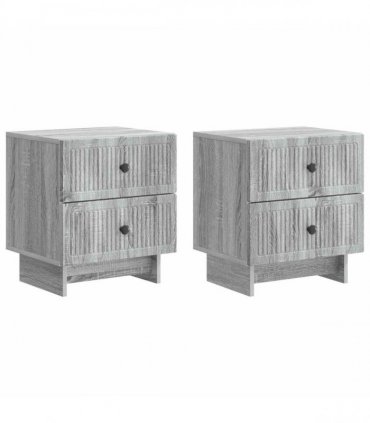 vidaXL Bedside Cabinet 2 pcs Grey Sonoma 43 x 34.5 x 47.5 cm