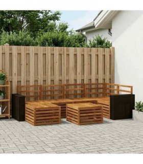 vidaXL Sectional Sofa Set 7 pcs Natural Solid Acacia Wood