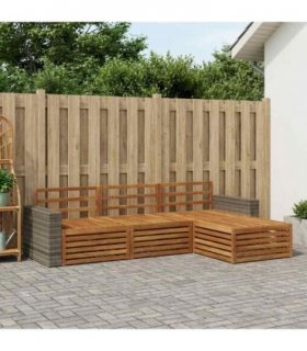 vidaXL Outdoor Sofa Set 4 pcs Natural Solid Acacia Wood