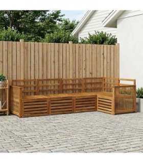 vidaXL Sectional Sofa Set 4 pcs Natural Solid Acacia Wood
