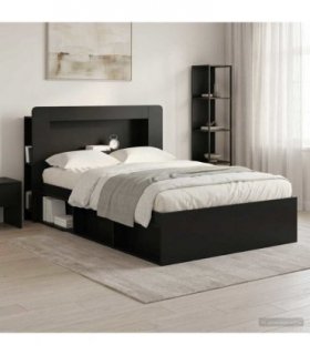 vidaXL Headboard Cabinet with Storage Black Engineered Wood