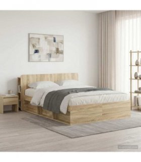 vidaXL Headboard Cabinet with Storage Sonoma Oak Engineered Wood