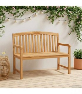 vidaXL Handcarved Rose Bench 114 x 60.5 x 95 cm Solid Teak Wood