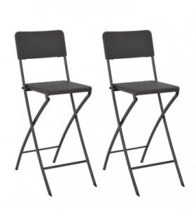 vidaXL Bar Chair | Set of 2 | Brown | HDPE and powder-coated steel | Standard