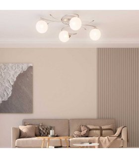 vidaXL Ceiling Lamp with Round Glass Shades for 4 G9 LED Lights