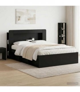 vidaXL Headboard Cabinet with Storage Black Engineered Wood