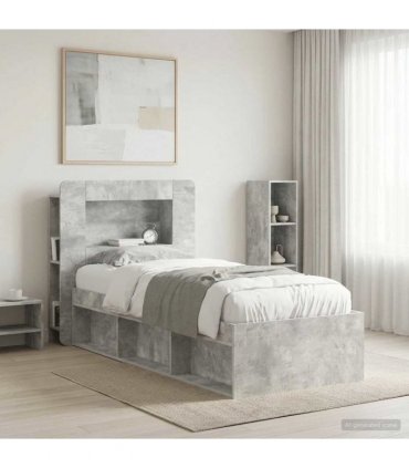 vidaXL Headboard Cabinet with Storage Concrete Grey Engineered Wood
